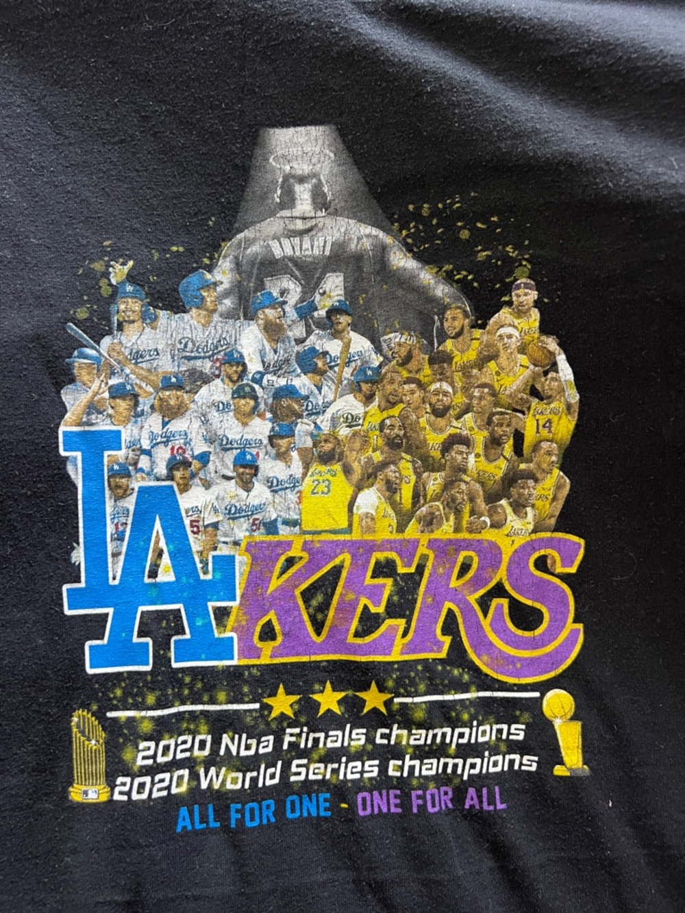 Los Angeles Lakers & Dodgers 2020 Champions Black Graphic Tee